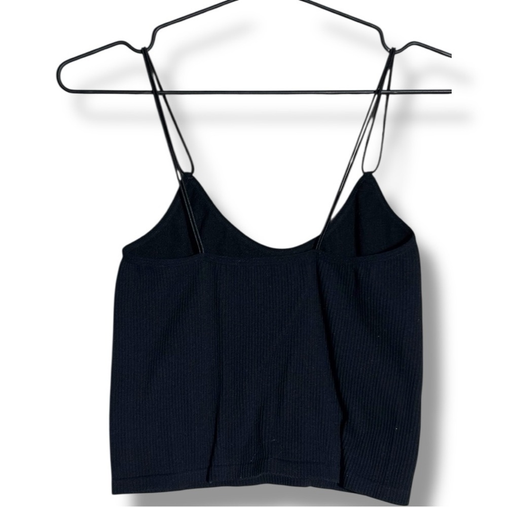 Zara Charcoal Scoop Neck Ribbed Skinny Double Strap Cropped  Camisole Top - Picture 10 of 13